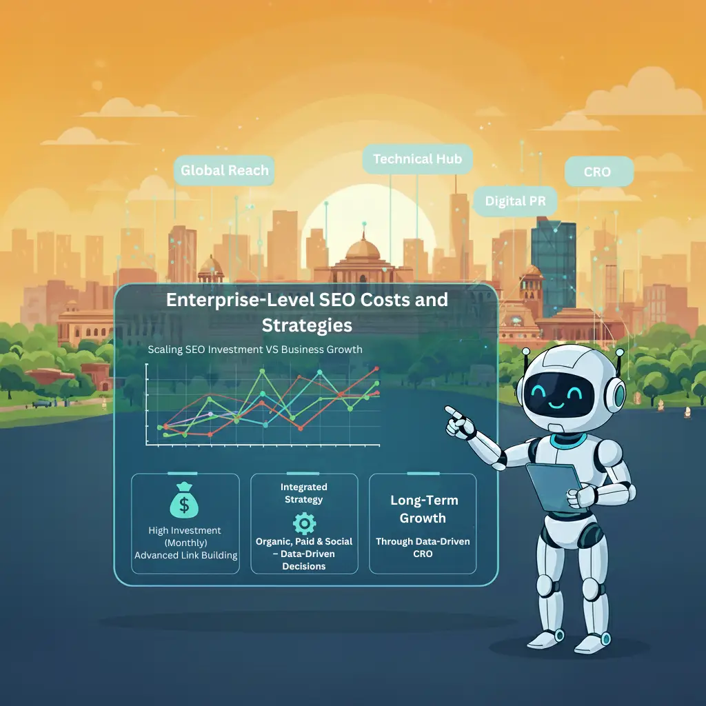Enterprise-Level SEO Costs and strategies illustration.