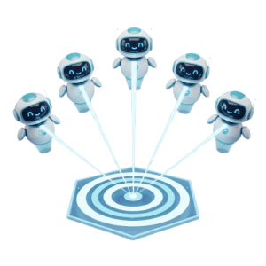 Multiple AI chatbots connected to a central hub