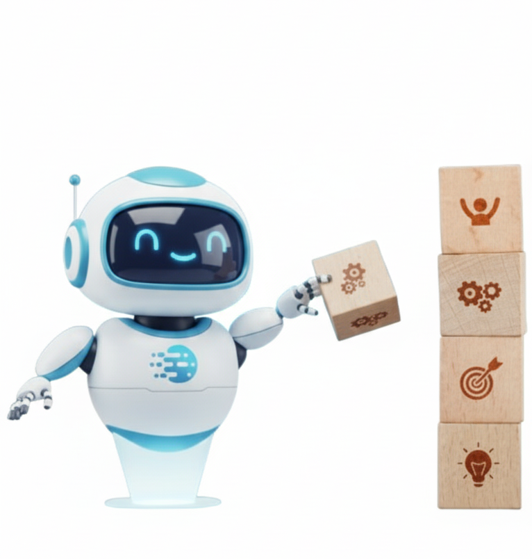 AI chatbot arranging strategy blocks for business optimization