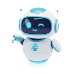 Cute AI robot assistant smiling.