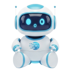 Cute AI robot sitting.