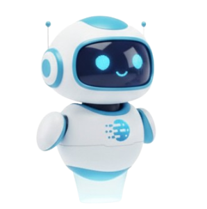 Smiling AI robot assistant.
