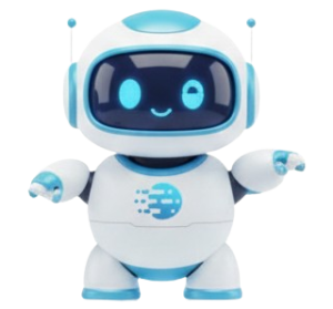 Cute AI robot with open arms.